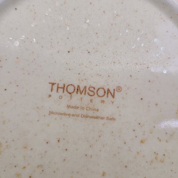 Thomson Pottery SEDONA 8” Salad/dessert Plates Red Swirl Brown Rim Set of 3 - Picture 3 of 5